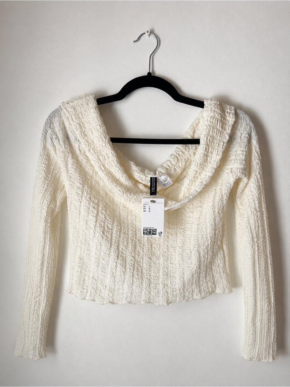 NWT Cream Textured Off Shoulder Romantic Coquette Top Size L